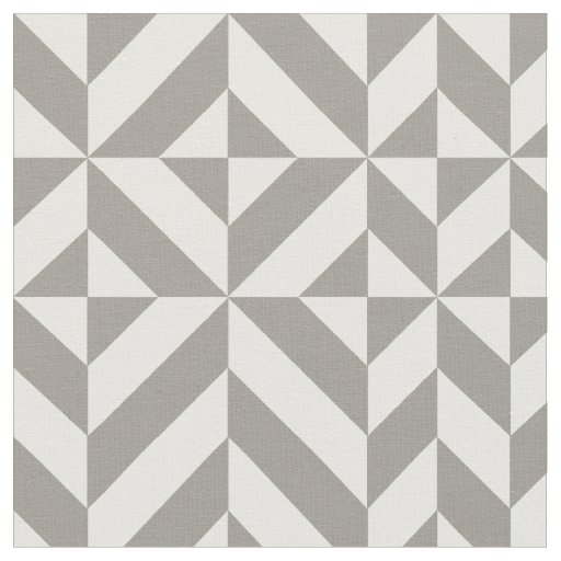 Silver Geometric Deco Cube Pattern Fabric