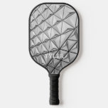 Silver Geometric Design, White Name Pickleball Paddle