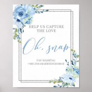 Silver geometric frame dusty floral o snap sign