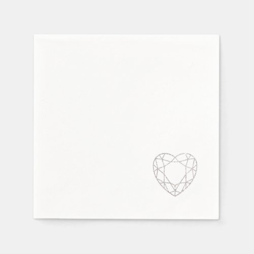 Silver geometric heart small wedding napkins
