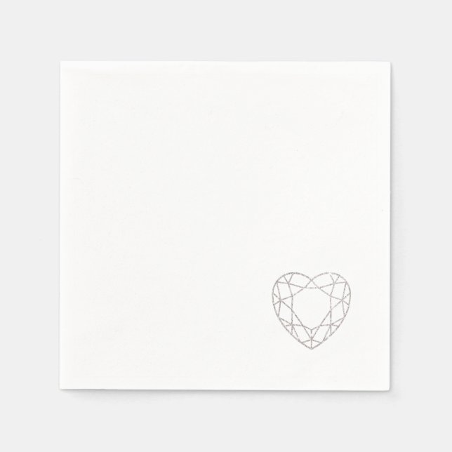 Silver geometric heart (small) wedding napkins (Front)