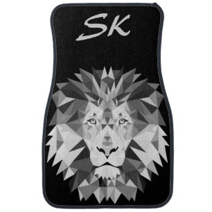 Silver Geometric Lion Monogram Car Floor Mat