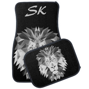 Silver Geometric Lion Monogram Car Floor Mat