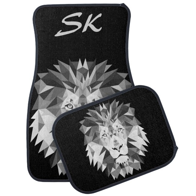 Silver Geometric Lion Monogram Car Floor Mat (Set)
