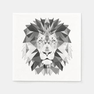 Silver Geometric Lion Paper Napkins