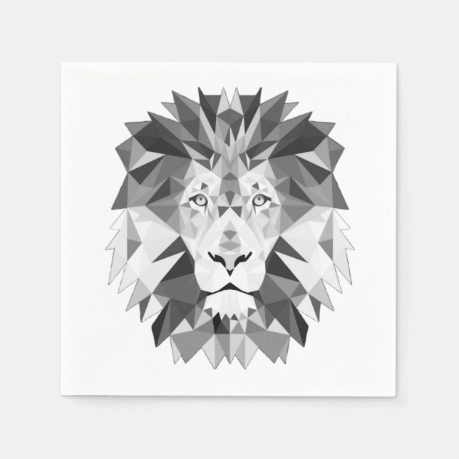 Silver Geometric Lion Paper Napkins (Front)