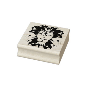 Silver Geometric Lion Rubber Stamp