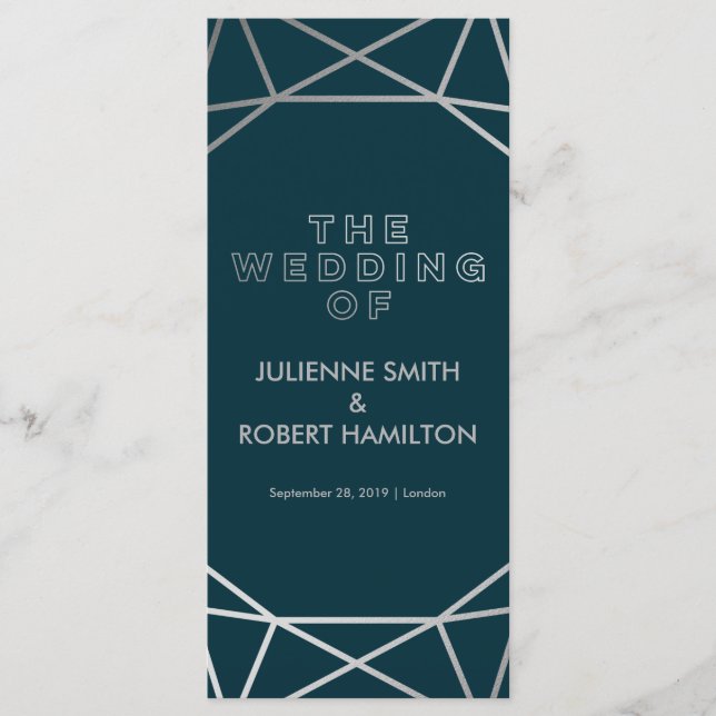 Silver Geometric Wedding Ceremony Program (Front)