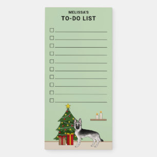 Silver German Shepherd Christmas Tree To Do List Magnetic Notepad