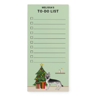 Silver German Shepherd Christmas Tree To Do List Magnetic Notepad
