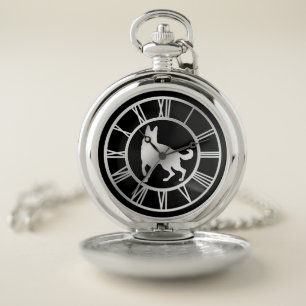 Silver German Shepherd Dog Pocket Watch