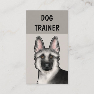 Silver German Shepherd Dog Trainer Pet Services Business Card