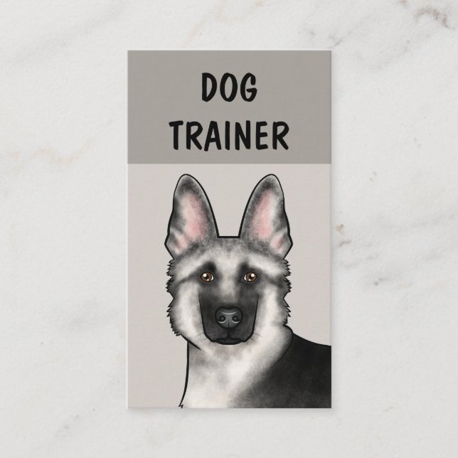Silver German Shepherd Dog Trainer Pet Services Business Card (Front)
