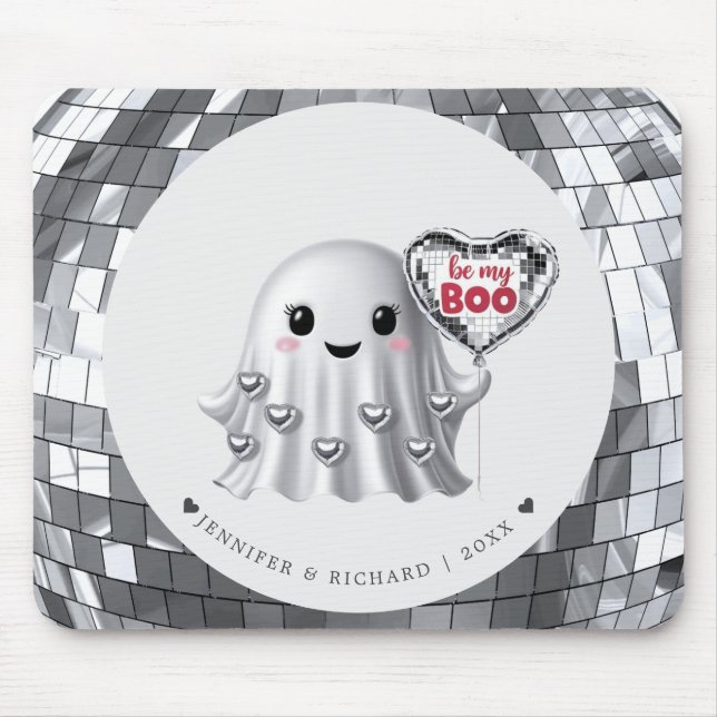 Silver Ghost Valentine with Names Year Pattern Mouse Pad (Front)