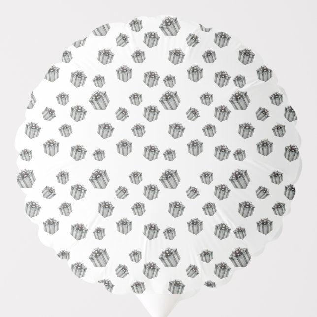 Silver Gift Boxes Elegant Holiday Premium Party Balloon (Front)