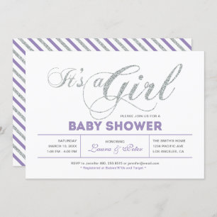 Silver Girl, Modern Typography Baby Shower Invitation