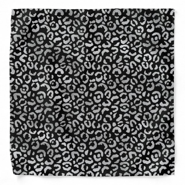 Silver Glam Black Leopard Print Bandana (Front)