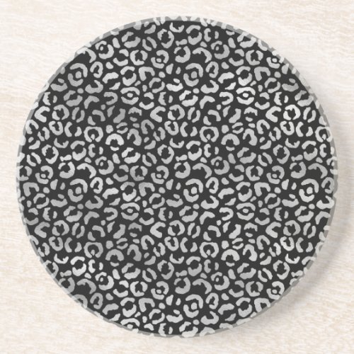 Silver Glam Black Leopard Print Coaster