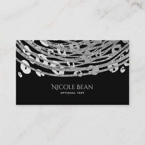 Silver Glam Cheetah Print Exotic Beauty Business Card