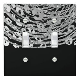 Silver Glam Cheetah Print Exotic Print Elegant Light Switch Cover