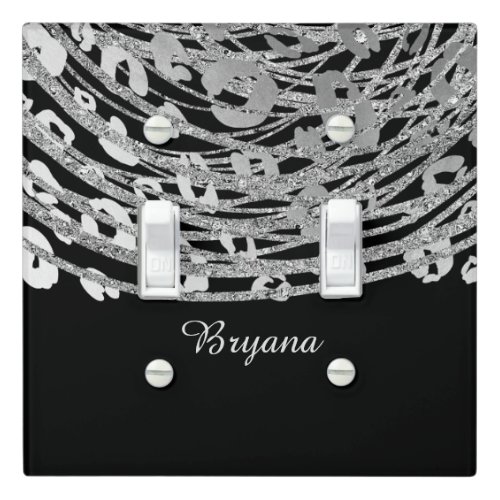 Silver Glam Cheetah Print Exotic Print Elegant Light Switch Cover