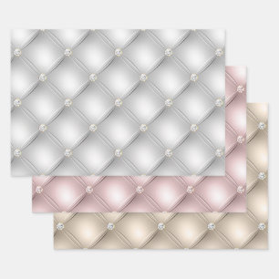 Silver Glam Diamond Blush Champagne Wrapping Paper Sheets