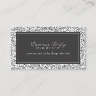 Silver Glam Faux Glitter Business Card