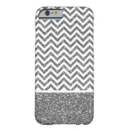 Silver Glam Faux Glitter Chevron Barely There iPhone 6 Case