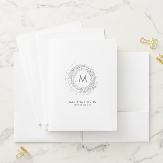 Silver Glam Glitter Hand Painted Circle Logo Pocket Folder (In Situ)