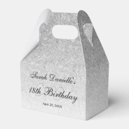 Silver Glam Glitter Personalized Favor Boxes