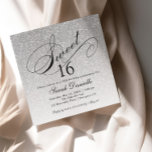 Silver Glam Glitter Sweet 16 Square Invitation<br><div class="desc">This beautiful invitation features faux ombre glitter and your custom text.  Use the template form the add your information.  Change the font or add more text using the Customize It feature.</div>