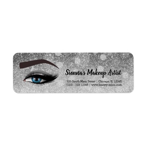 Silver glam lashes eyes  makeup artist label