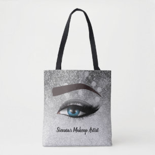 Silver glam lashes eyes makeup artist tote bag