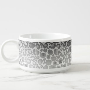Silver Glam Leopard Animal Print Bowl