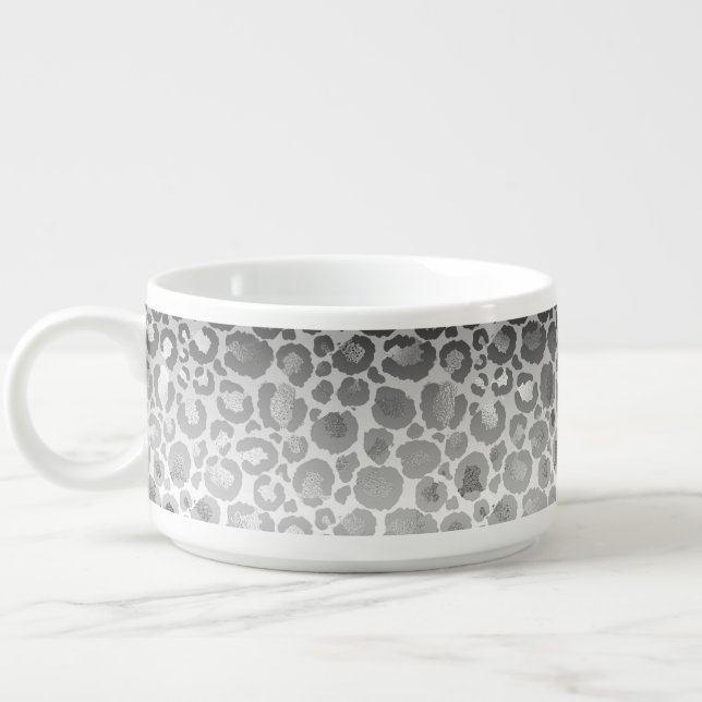 Silver Glam Leopard Animal Print Bowl (Right)