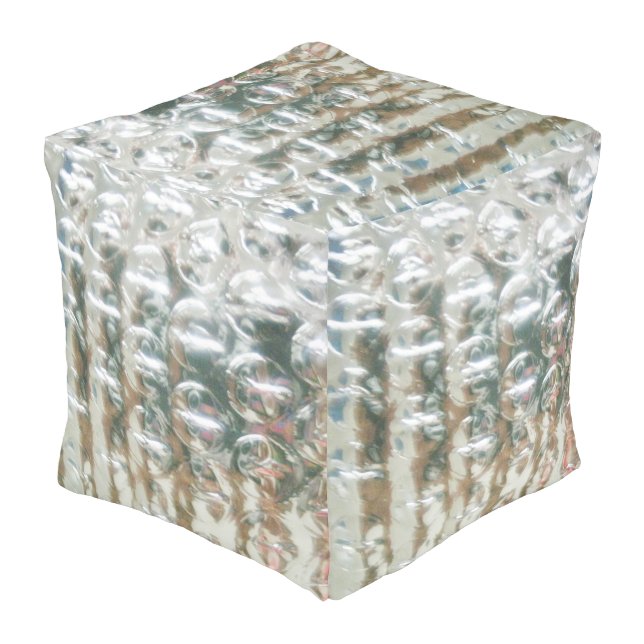 Silver GLAM POUF ottomann, by MMetropolim (Angled Back)