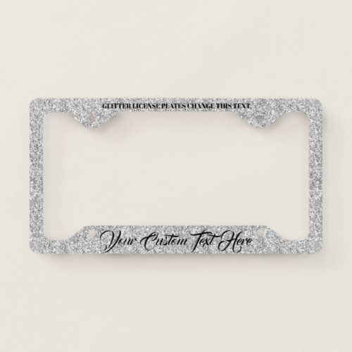 Silver Glam Sparkle Bling Glitter License Plate Frame