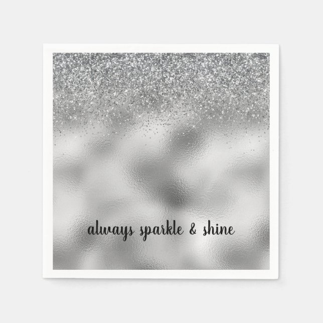 Silver Glam Sparkle Napkins (Front)