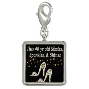 SILVER GLAMOROUS 40TH BIRTHDAY DESIGN CHARM