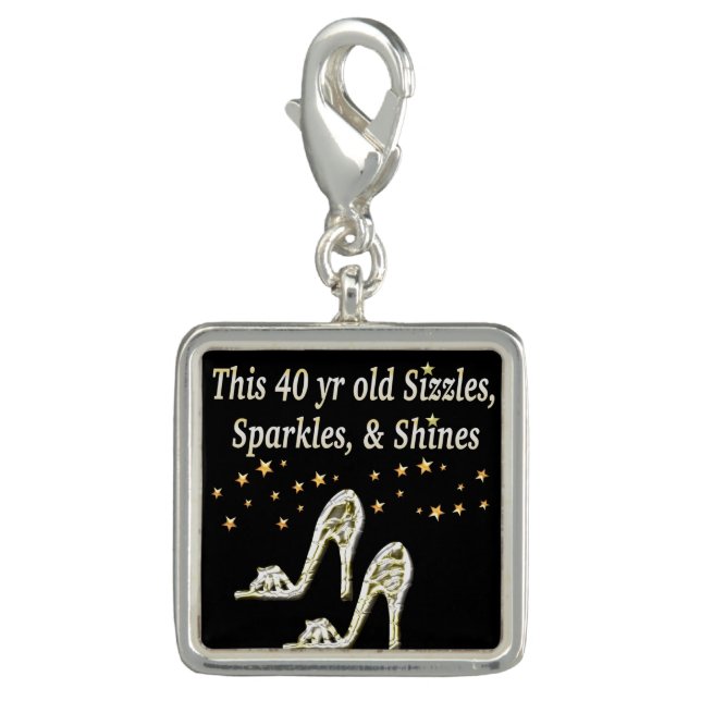 SILVER GLAMOROUS 40TH BIRTHDAY DESIGN CHARM (Front)