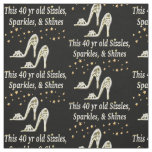 SILVER GLAMOROUS 40TH BIRTHDAY DESIGN FABRIC