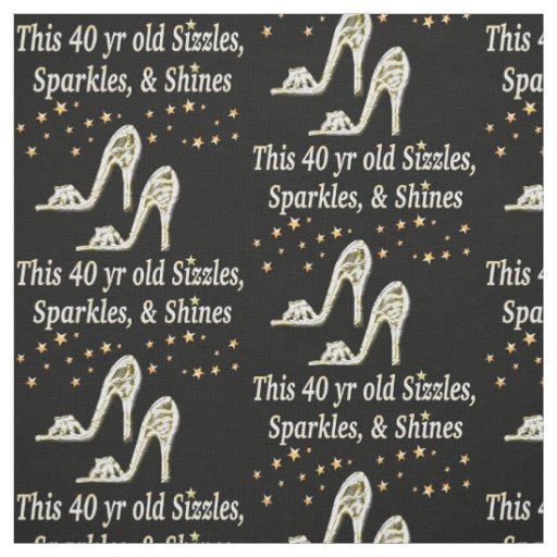 SILVER GLAMOROUS 40TH BIRTHDAY DESIGN FABRIC