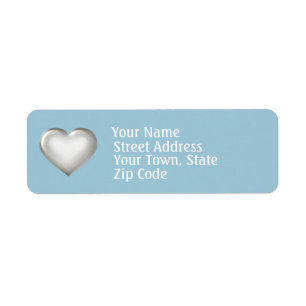 Silver glass heart label