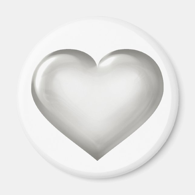 Silver Glass Heart Magnet (Front)