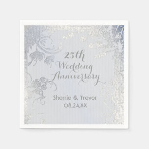 Silver Glimmer 25th Wedding Annivarsary Napkins