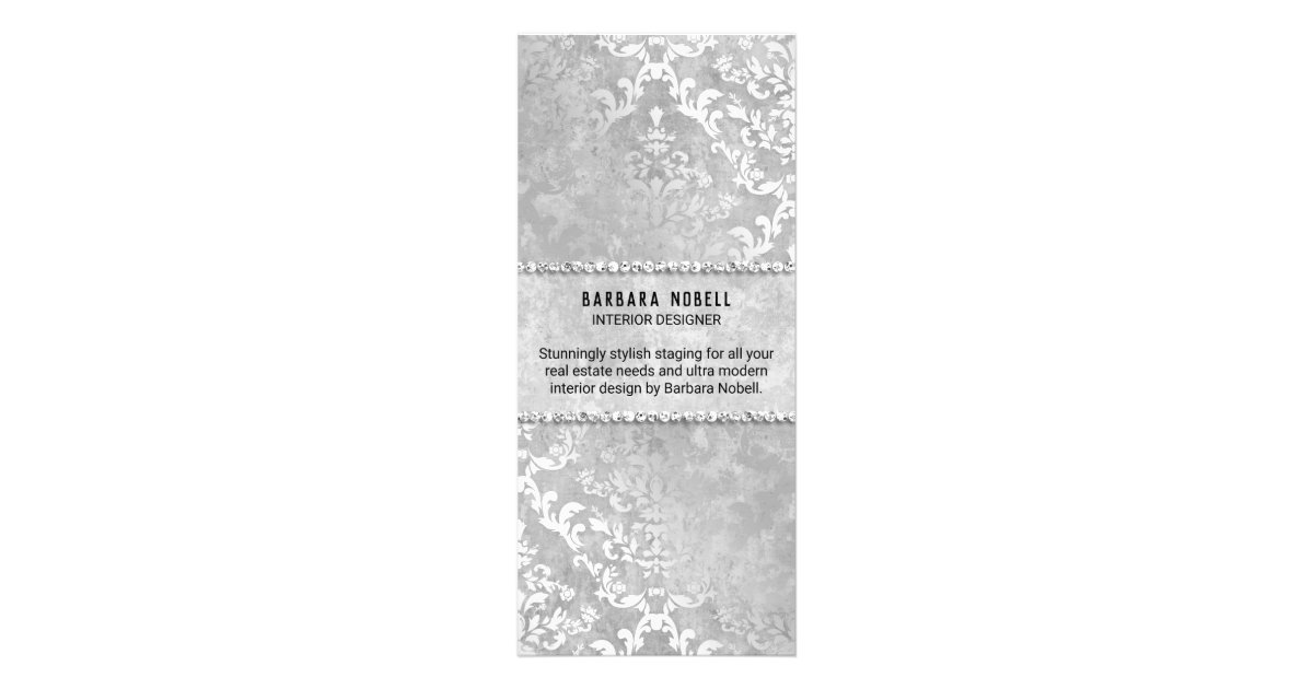 Silver Glimmer Damask Service Menu | Zazzle