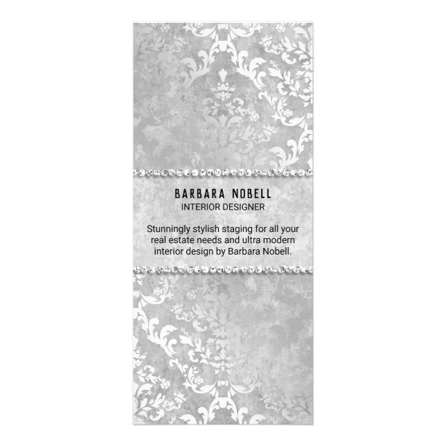 Silver Glimmer Damask Service Menu (Back)