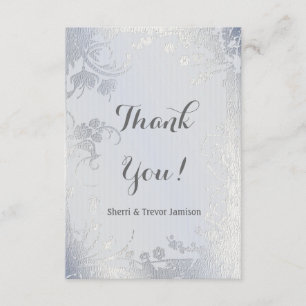 Silver Glimmer Floral Anniversary Thank You Card