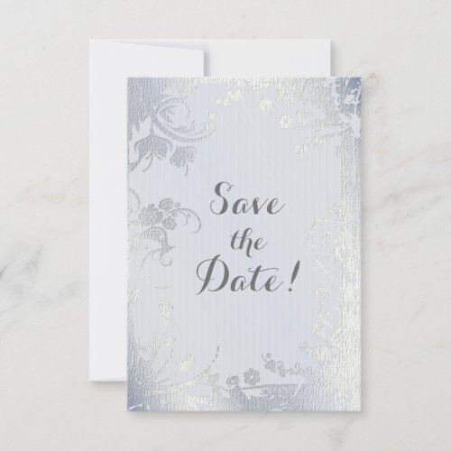 Silver Glimmer Floral Save The Date
