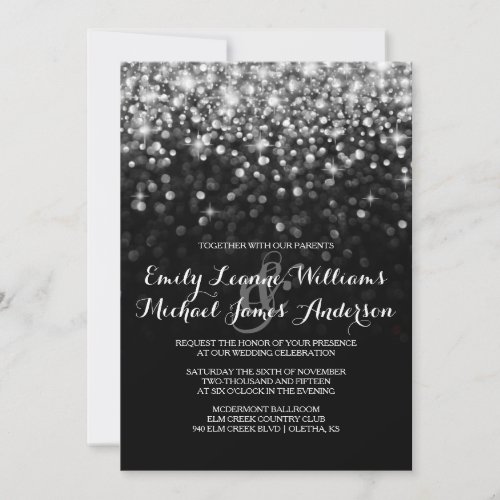 Silver GlitHollywood Glitz Glam Wedding Invitation 5" X 7" Invitation Card